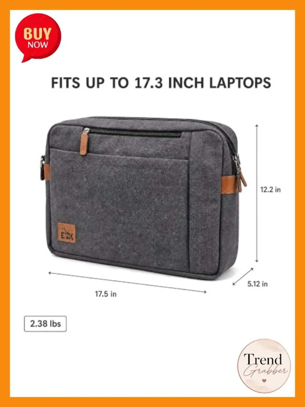 Convertible 17.3in Laptop Messenger Bag 3-in-1 Briefcase Backpack Canvas